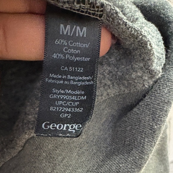 George Classic Gray zippered hoodie, size medium white draw string - Picture 3 of 8